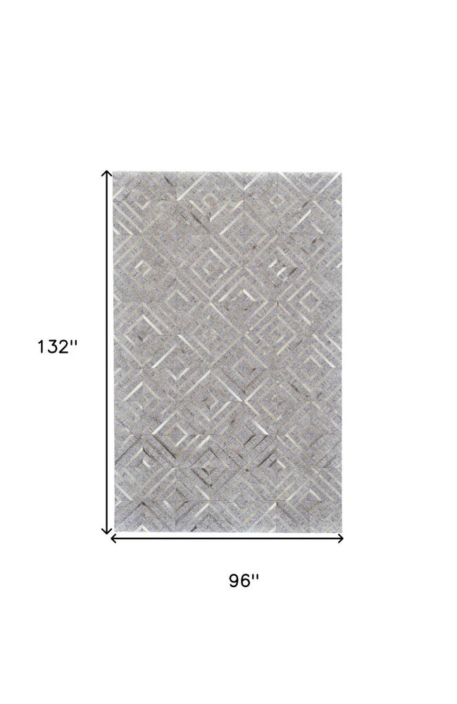 5' X 8' Gray and Ivory Geometric Hand Woven Area Rug