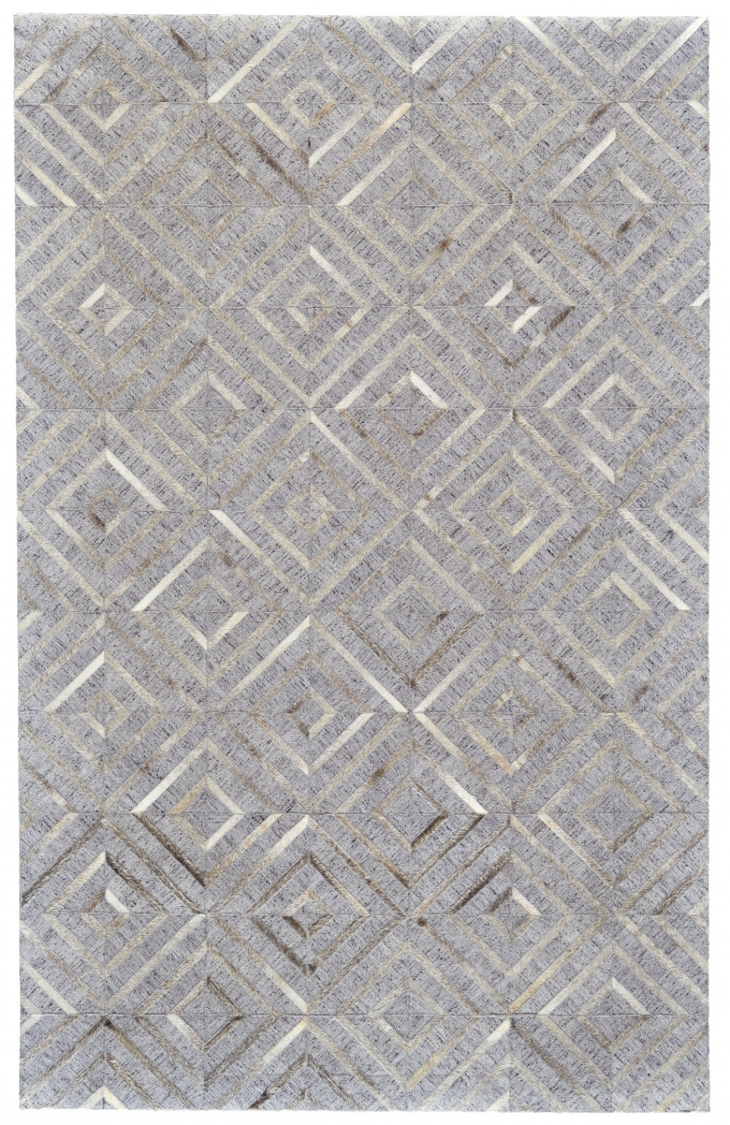 5' X 8' Gray and Ivory Geometric Hand Woven Area Rug