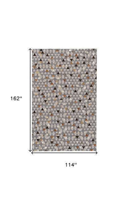 10' X 13' Gray Ivory And Brown Geometric Hand Woven Area Rug