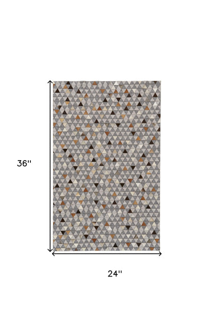 10' X 13' Gray Ivory And Brown Geometric Hand Woven Area Rug