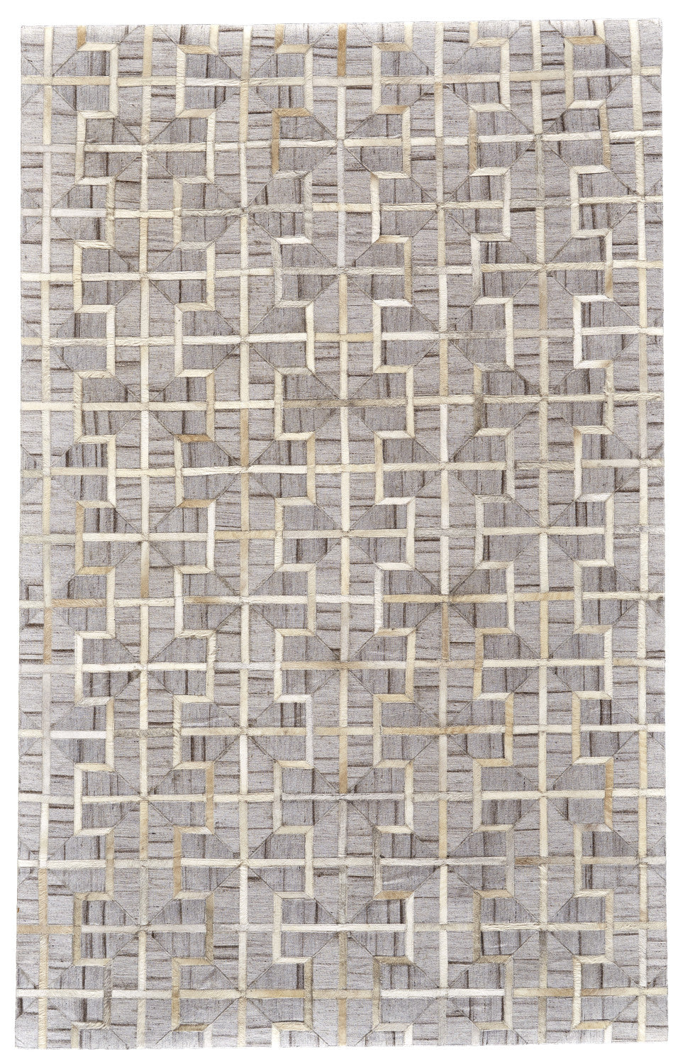 5' X 8' Gray Ivory And Brown Geometric Hand Woven Area Rug