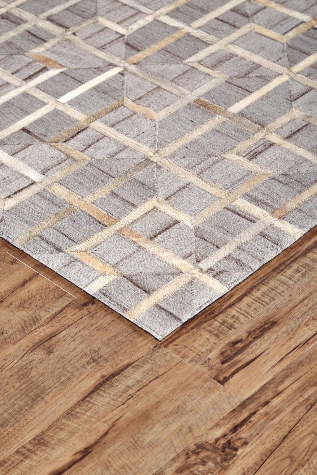 5' X 8' Gray Ivory And Brown Geometric Hand Woven Area Rug