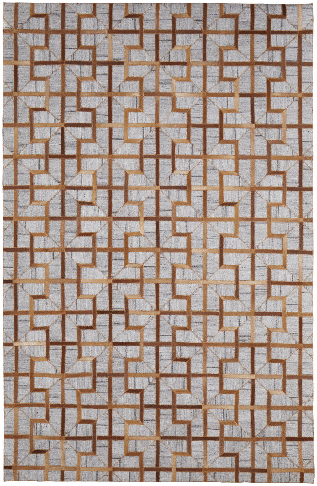 8' X 11' Gray Ivory And Brown Geometric Hand Woven Area Rug