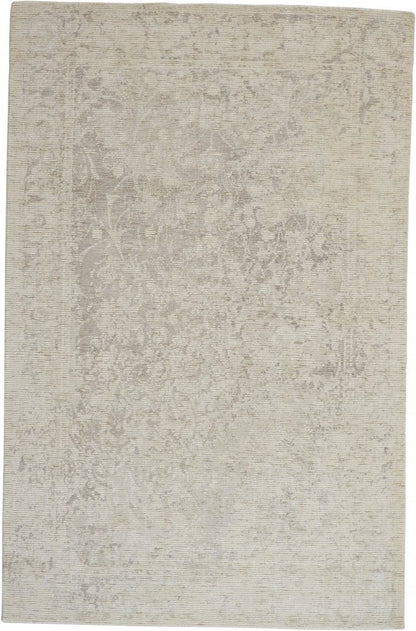8' Ivory And Gray Round Abstract Hand Woven Area Rug