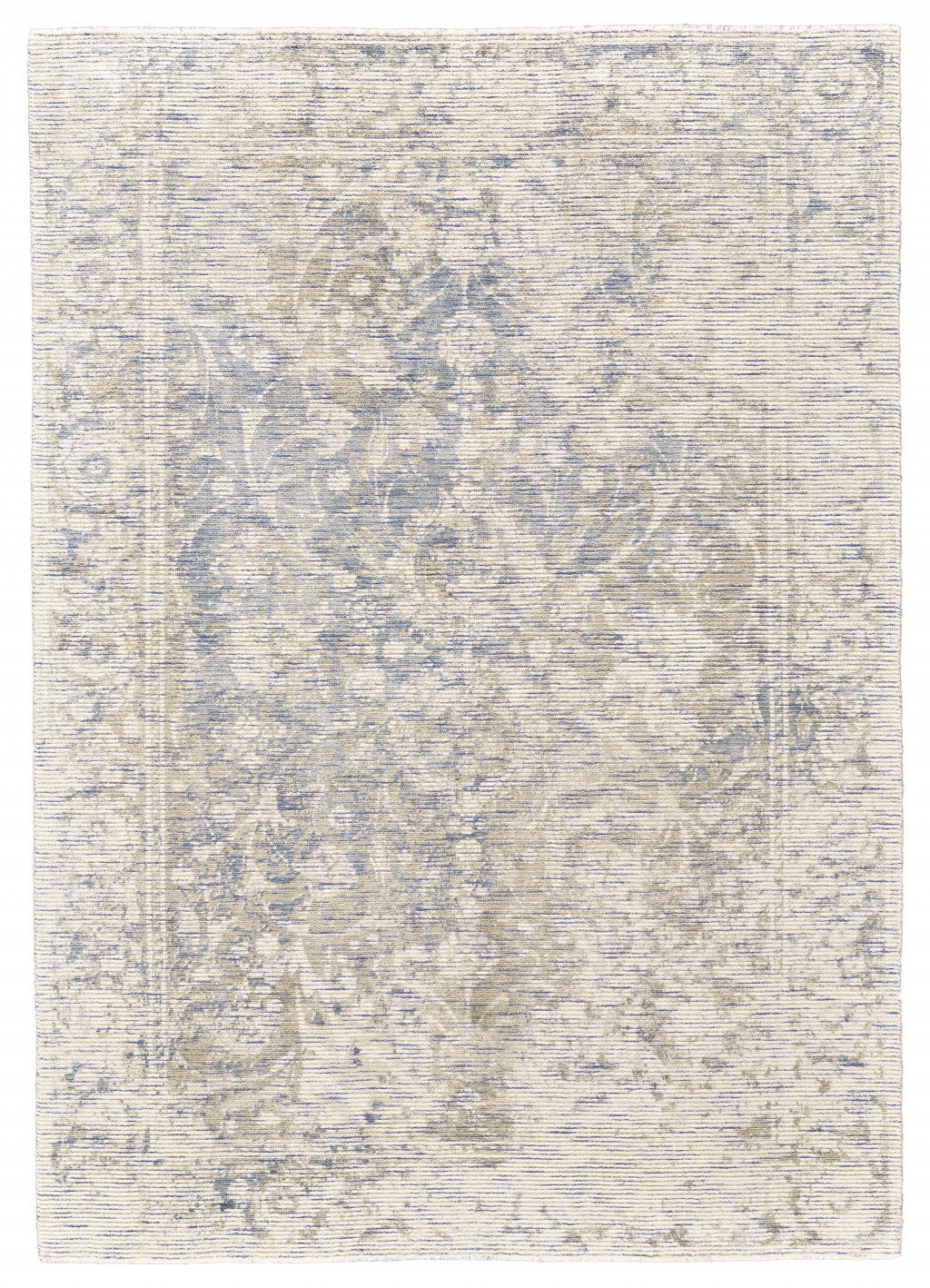 2' X 3' Ivory Blue And Tan Abstract Hand Woven Area Rug