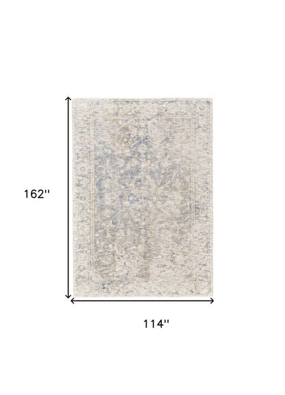 8' Ivory And Gray Round Abstract Hand Woven Area Rug