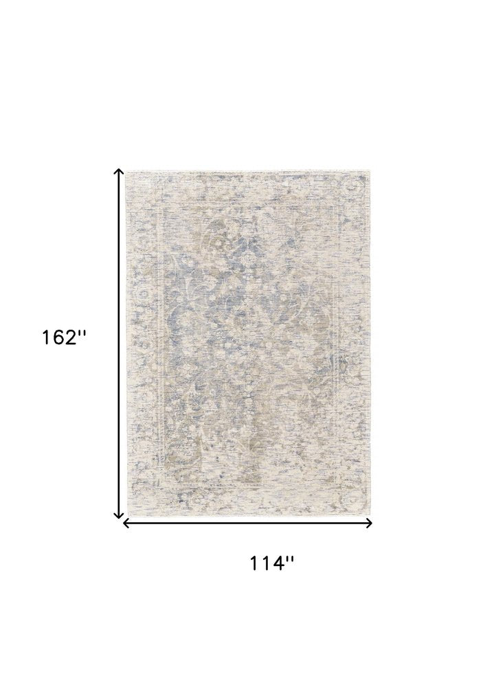 8' Ivory And Gray Round Abstract Hand Woven Area Rug