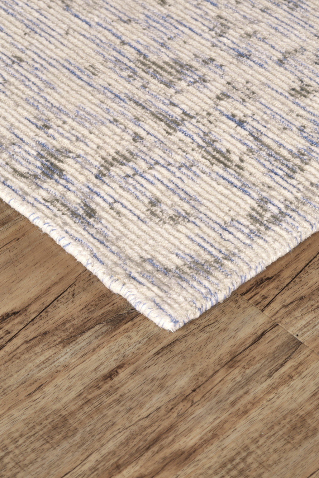 2' X 3' Ivory Blue And Tan Abstract Hand Woven Area Rug