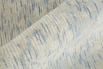 8' Ivory And Gray Round Abstract Hand Woven Area Rug