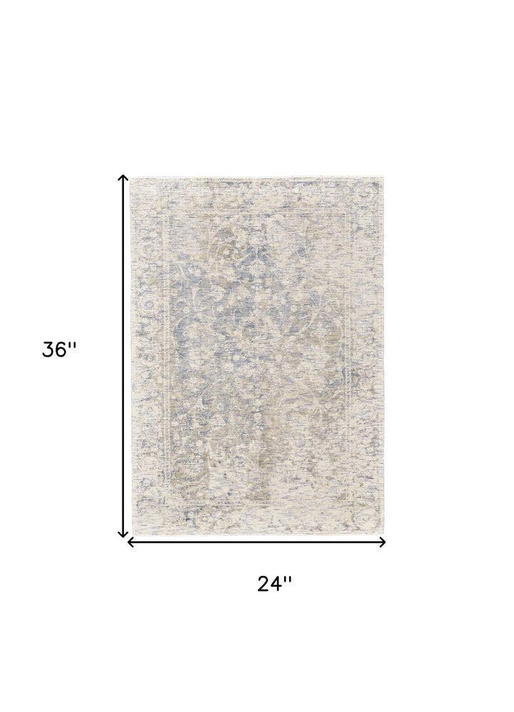 8' Ivory And Gray Round Abstract Hand Woven Area Rug