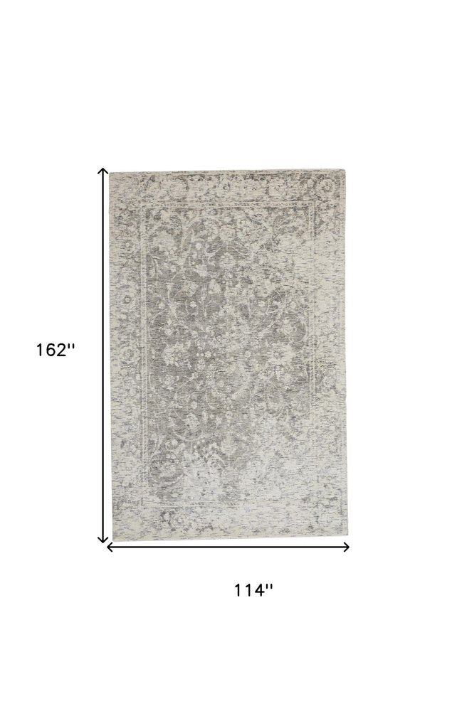 8' Ivory And Gray Round Abstract Hand Woven Area Rug