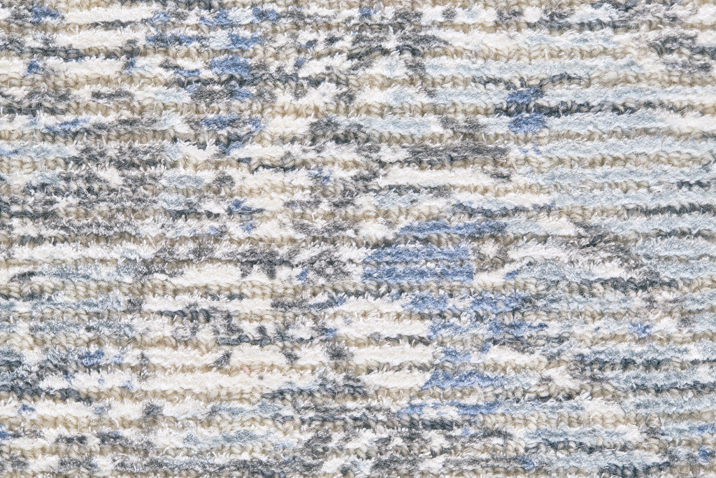 8' X 11' Blue Ivory And Gray Abstract Hand Woven Area Rug