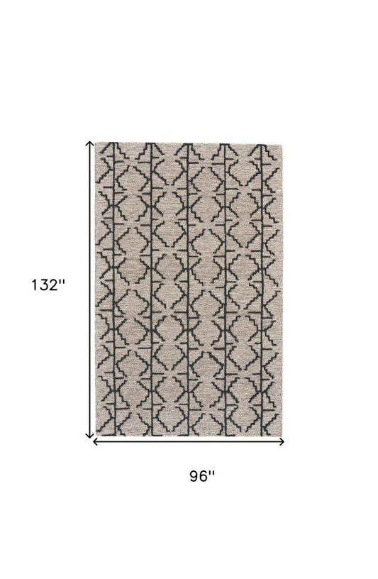 4' X 6' Black And Taupe Wool Geometric Hand Tufted Area Rug