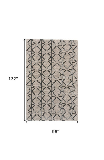 4' X 6' Black And Taupe Wool Geometric Hand Tufted Area Rug