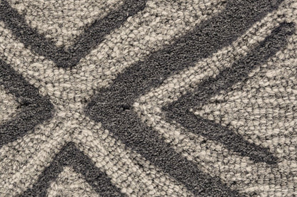 4' X 6' Black Taupe And Gray Wool Geometric Hand Tufted Area Rug
