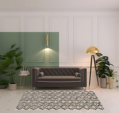 4' X 6' Black Taupe And Gray Wool Geometric Hand Tufted Area Rug