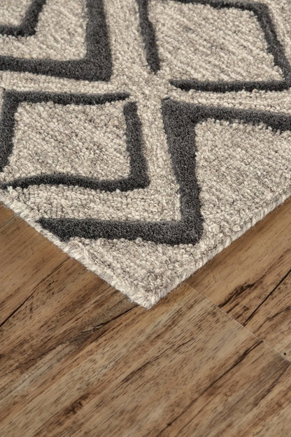 4' X 6' Black Taupe And Gray Wool Geometric Hand Tufted Area Rug