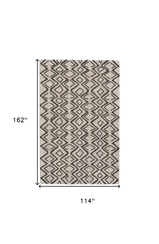 4' X 6' Black Taupe And Gray Wool Geometric Hand Tufted Area Rug