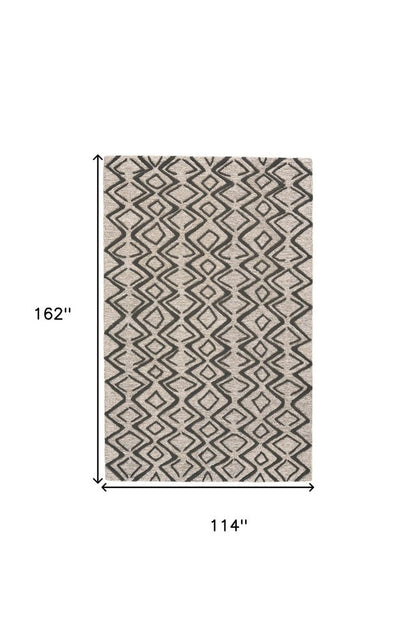 4' X 6' Black Taupe And Gray Wool Geometric Hand Tufted Area Rug