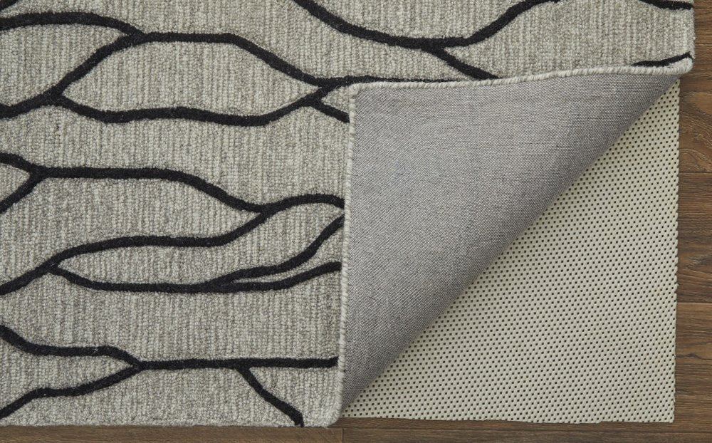 4' X 6' Gray And Black Wool Abstract Hand Tufted Area Rug