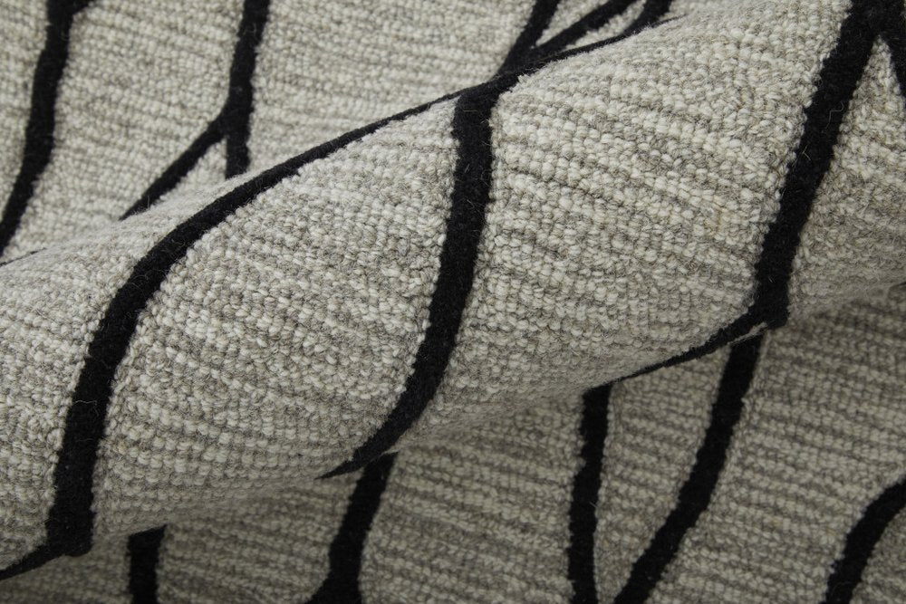 4' X 6' Gray And Black Wool Abstract Hand Tufted Area Rug