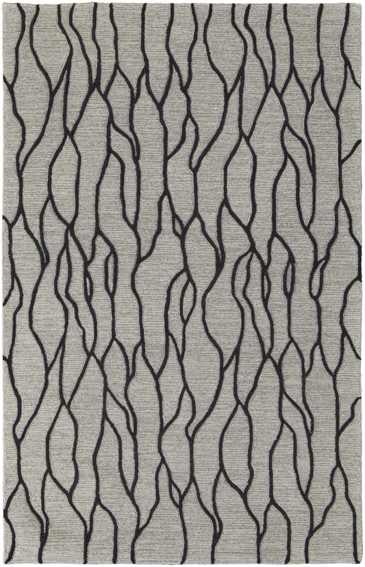 4' X 6' Taupe Black And Gray Wool Abstract Tufted Handmade Stain Resistant Area Rug