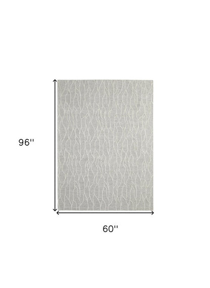 4' X 6' Gray And Black Wool Abstract Hand Tufted Area Rug