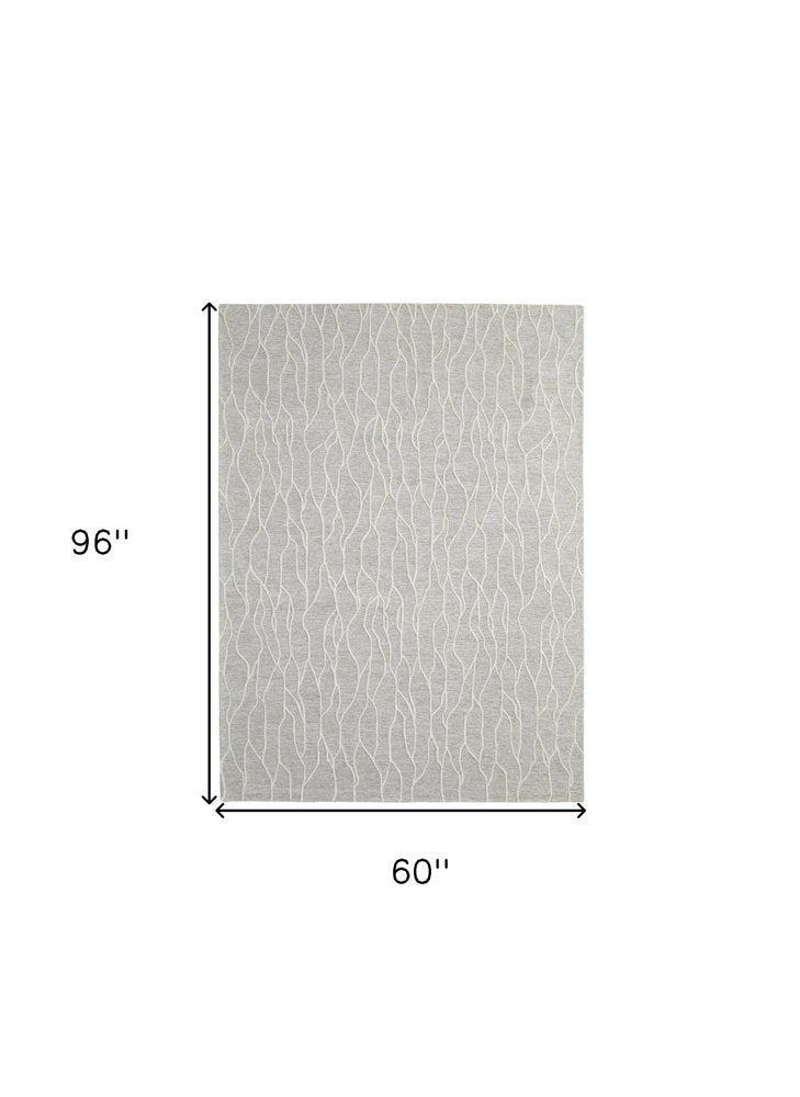 4' X 6' Gray And Black Wool Abstract Hand Tufted Area Rug