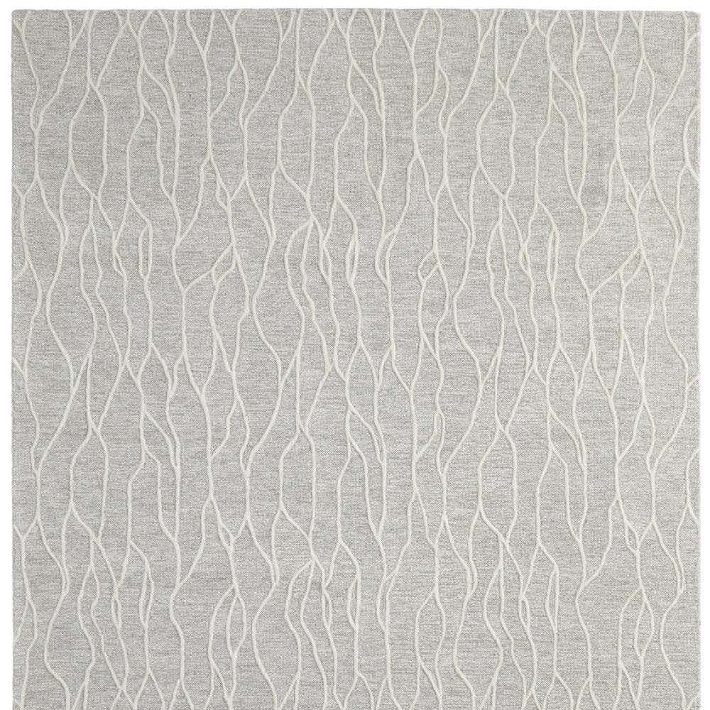 4' X 6' Gray And Black Wool Abstract Hand Tufted Area Rug