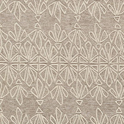 2' X 3' Tan And Ivory Wool Geometric Tufted Handmade Stain Resistant Area Rug