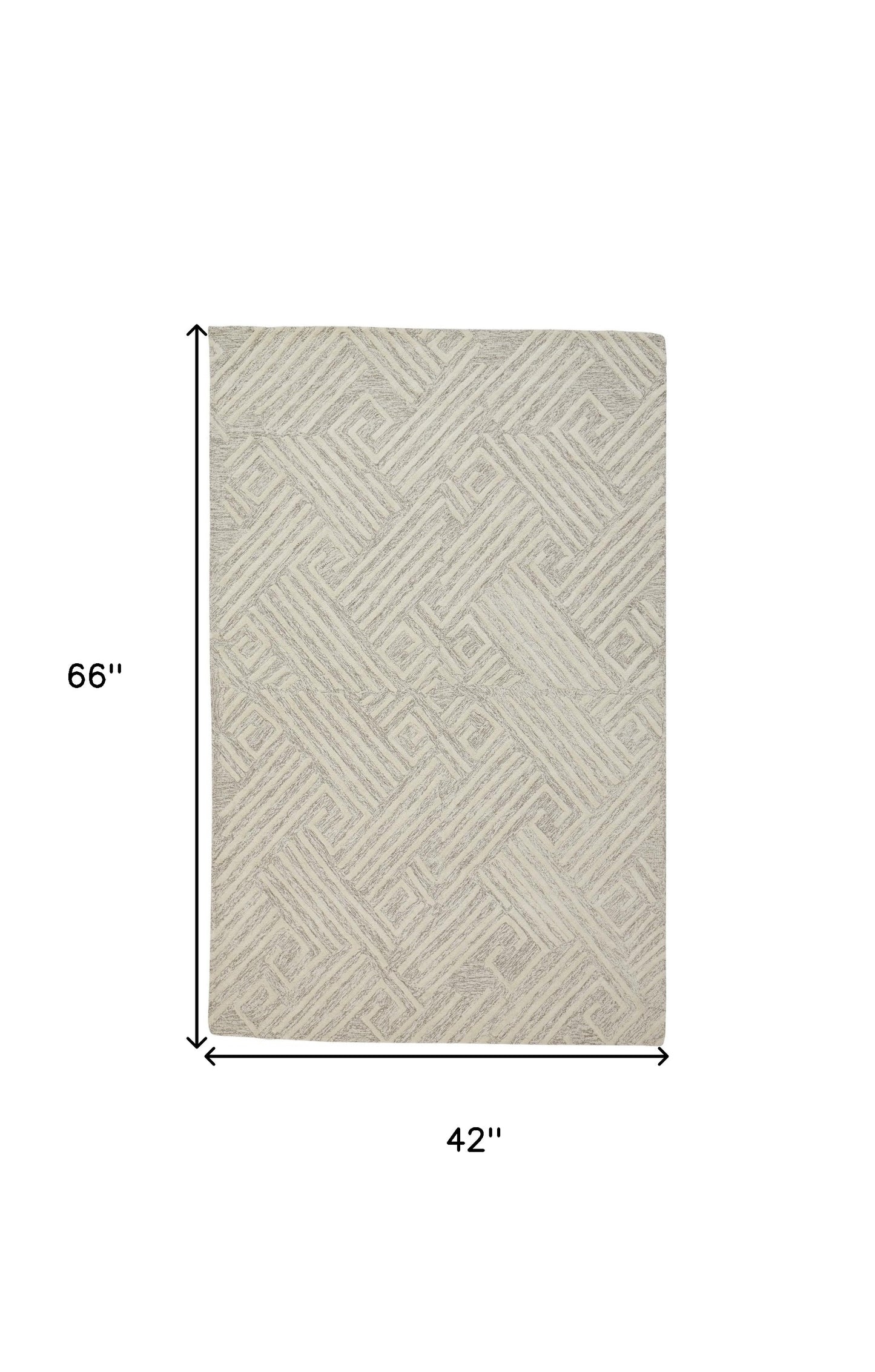 10' X 13' Tan And Ivory Wool Geometric Tufted Handmade Stain Resistant Area Rug