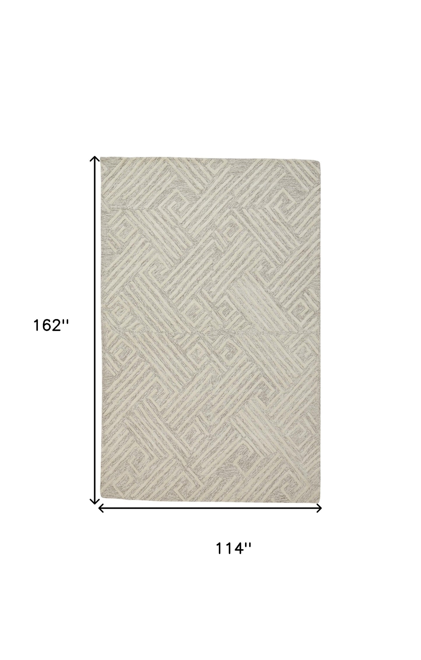 8' X 11' Tan And Ivory Wool Geometric Tufted Handmade Stain Resistant Area Rug