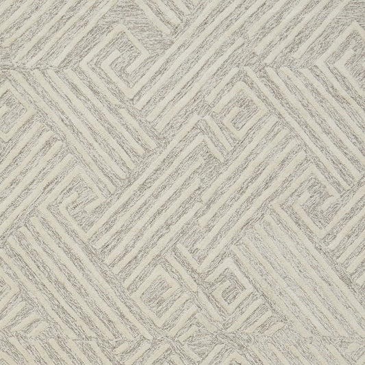 10' X 13' Tan And Ivory Wool Geometric Tufted Handmade Stain Resistant Area Rug