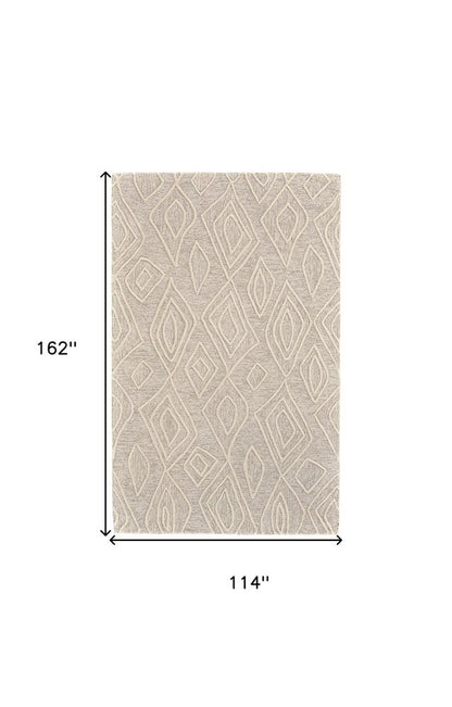 4' X 6' Tan And Ivory Wool Geometric Tufted Handmade Stain Resistant Area Rug
