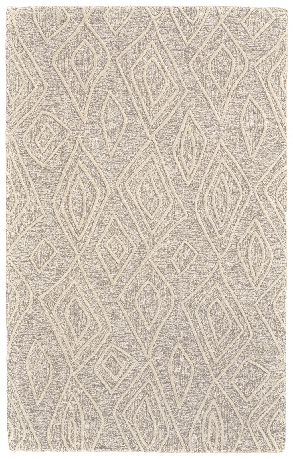 10' X 13' Tan And Ivory Wool Geometric Tufted Handmade Stain Resistant Area Rug