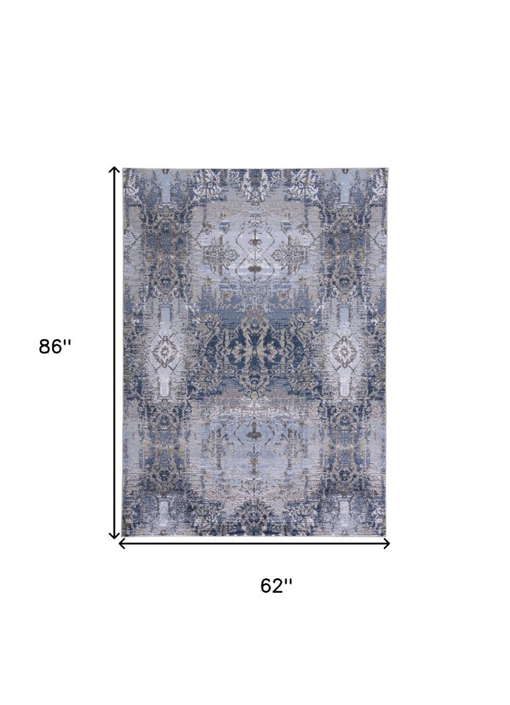 10' X 14' Blue Gray And Taupe Abstract Stain Resistant Area Rug