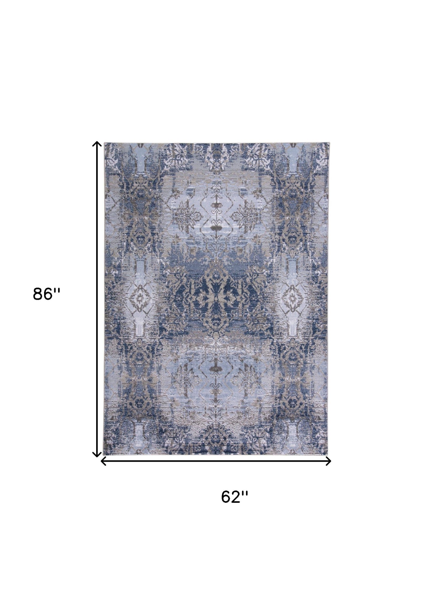 7' X 10' Blue Gray And Taupe Abstract Stain Resistant Area Rug