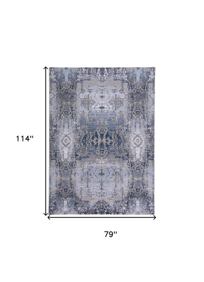 10' X 14' Blue Gray And Taupe Abstract Stain Resistant Area Rug
