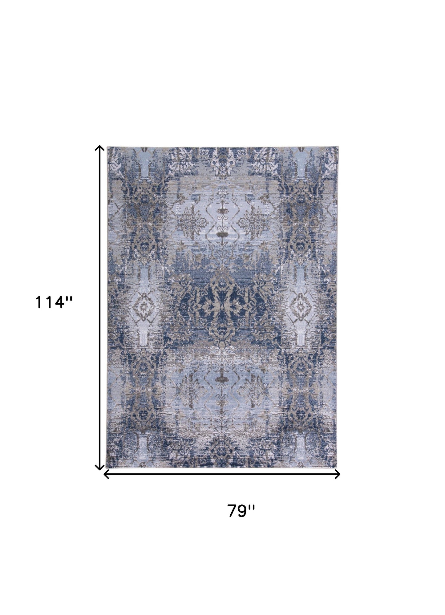 7' X 10' Blue Gray And Taupe Abstract Stain Resistant Area Rug