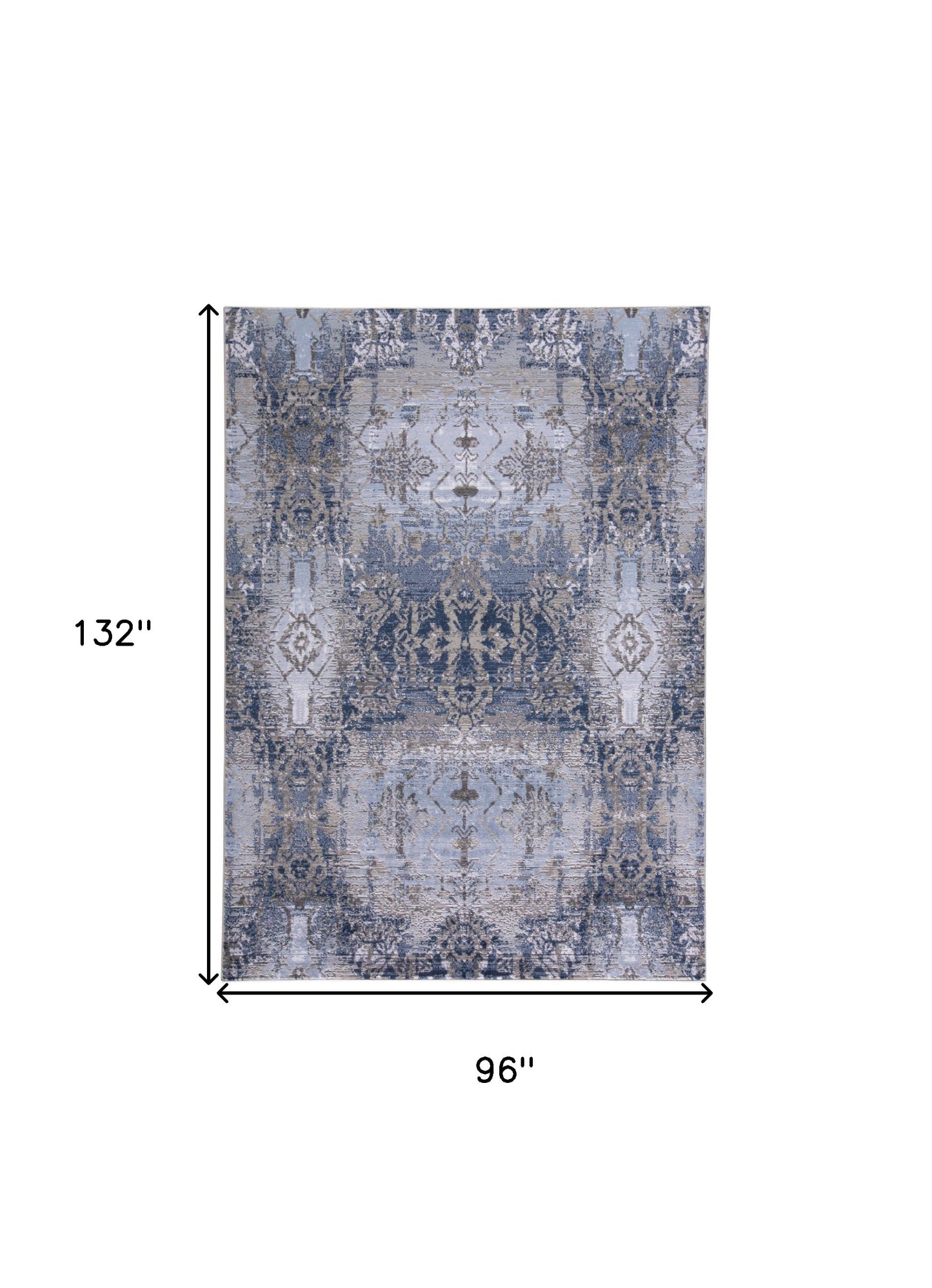 5' X 7' Blue Gray And Taupe Abstract Stain Resistant Area Rug