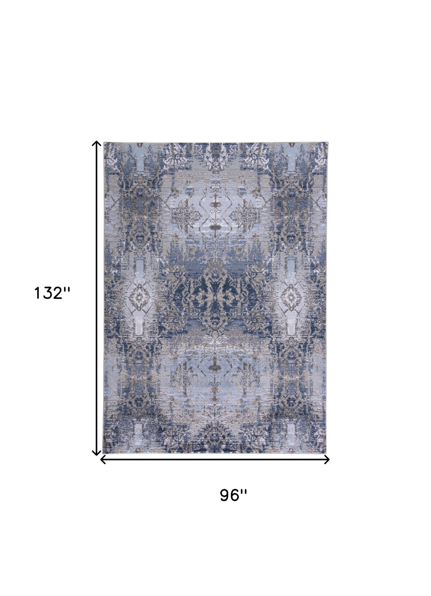 7' X 10' Blue Gray And Taupe Abstract Stain Resistant Area Rug