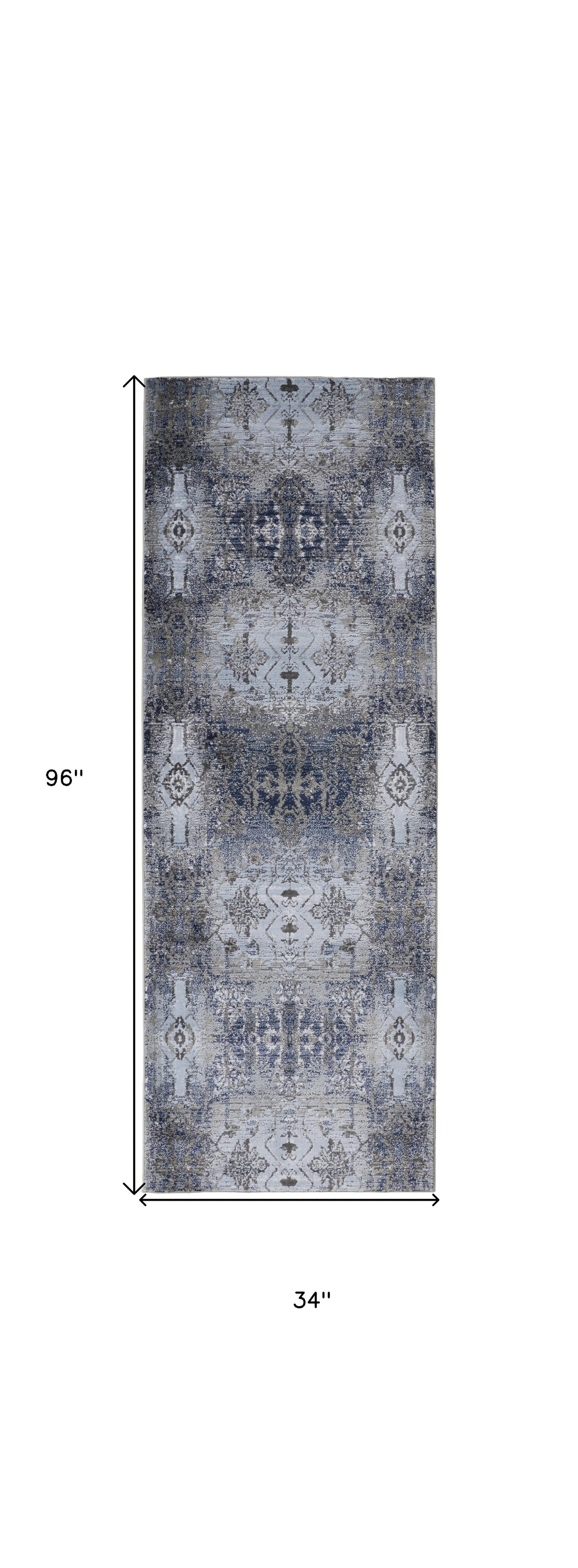 5' X 7' Blue Gray And Taupe Abstract Stain Resistant Area Rug