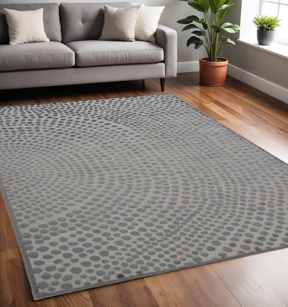 5' X 7' Gray Silver And Ivory Abstract Stain Resistant Area Rug