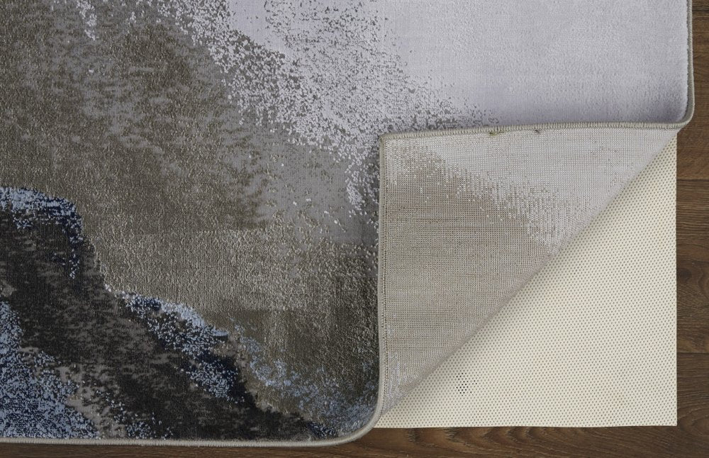 2' X 3' Blue Gray And White Abstract Area Rug