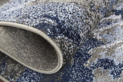 2' X 3' Blue Gray And White Abstract Area Rug