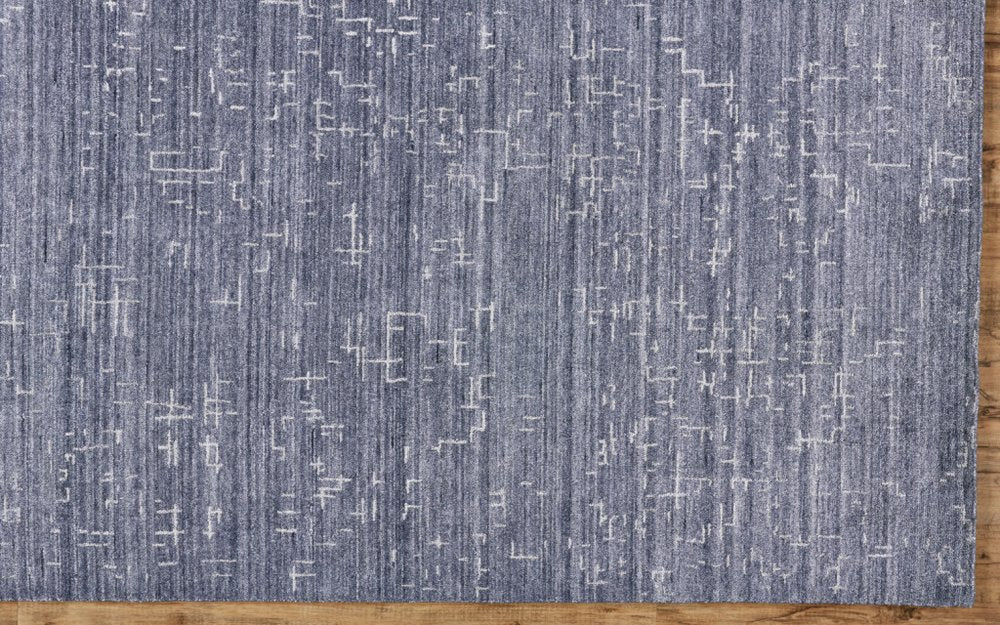 5' X 8' Blue And Ivory Abstract Hand Woven Area Rug