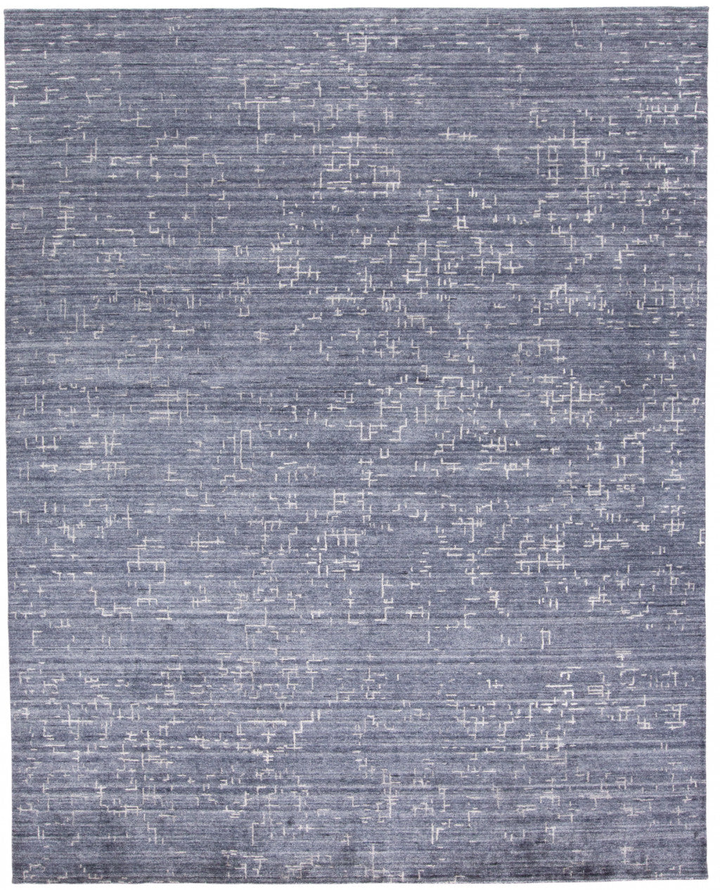 8' X 10' Blue And Ivory Abstract Hand Woven Area Rug