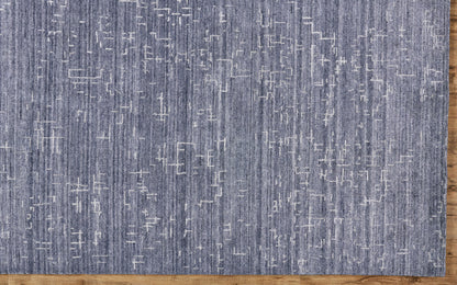 5' X 8' Blue And Ivory Abstract Hand Woven Area Rug