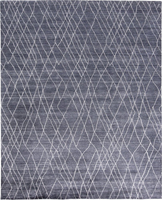 2' X 3' Blue and Ivory Abstract Hand Woven Area Rug