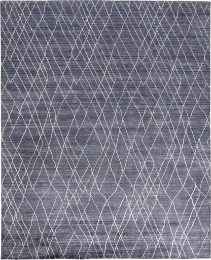 2' X 3' Blue and Ivory Abstract Hand Woven Area Rug